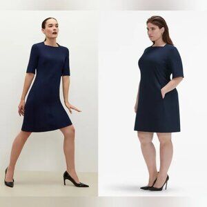 MM Lafleur Blue Sheath Dress Short Sleeve Crew Neck - 10